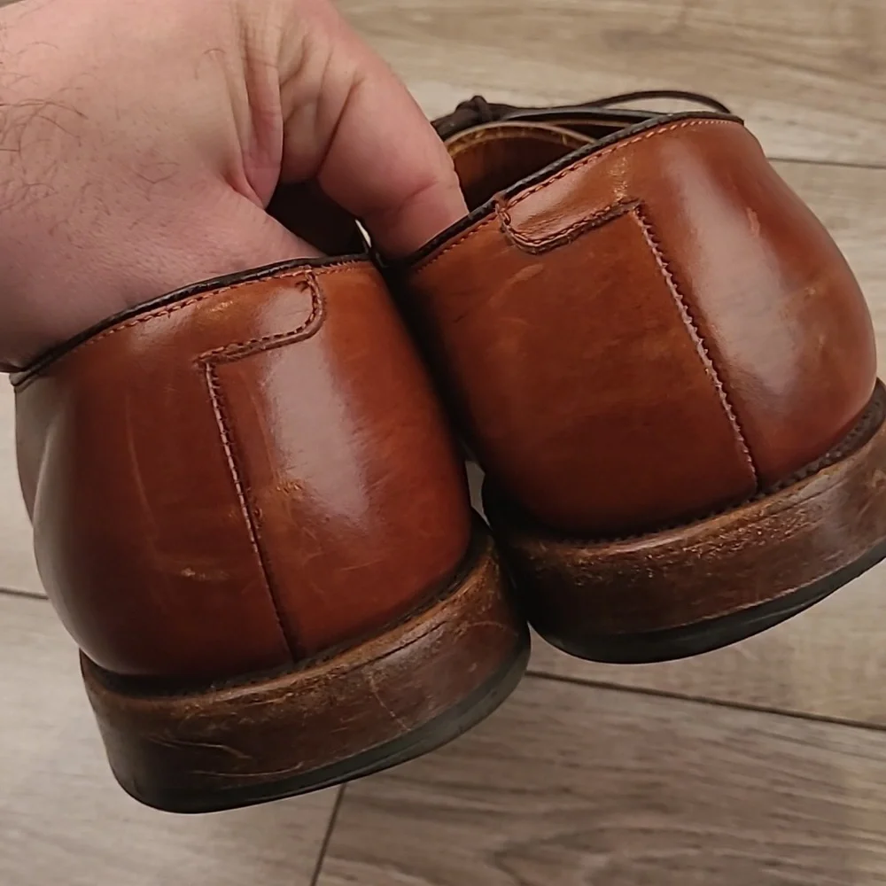 ALLEN EDMONDS Delray Tan Brown Oxfords Sz‎ 10 3E Split Toe Mens Dress Shoes